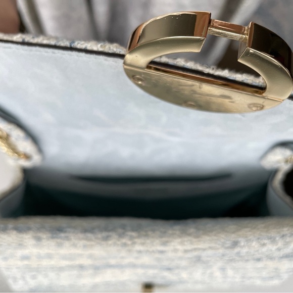 NWOT Sandro Tweed Yza shoulder bag in bleu - Picture 11 of 14